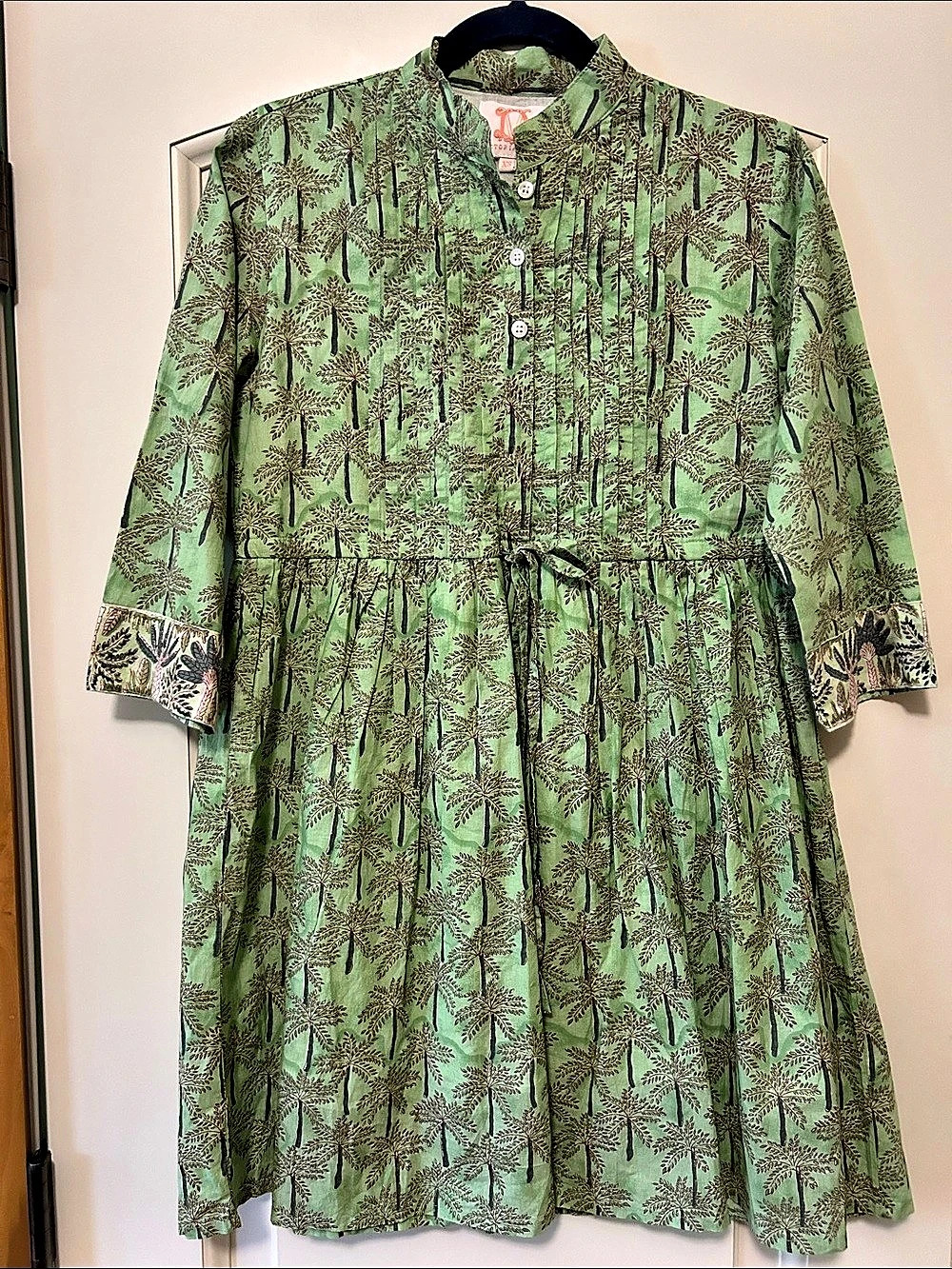 Victoria Dunn Floral Cotton Mini Dress in Green Size XS